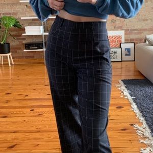 Oak + Fort Wide Leg High-waist Crop Pants, Navy